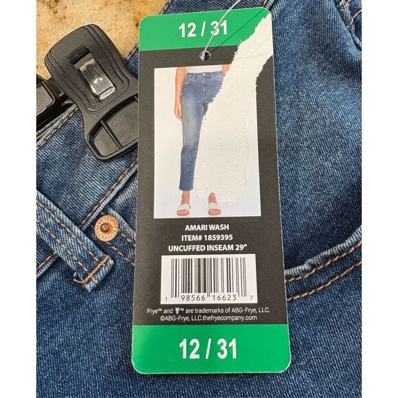 FRYE - NWT - L Sz 12 High Waist Straight-Leg Cropped Jeans in Amari Wash. - Picture 10 of 14